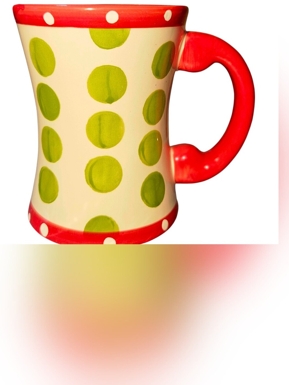4-3/4" California Pantry Ceramic Green Poka Dot Coffee Mug